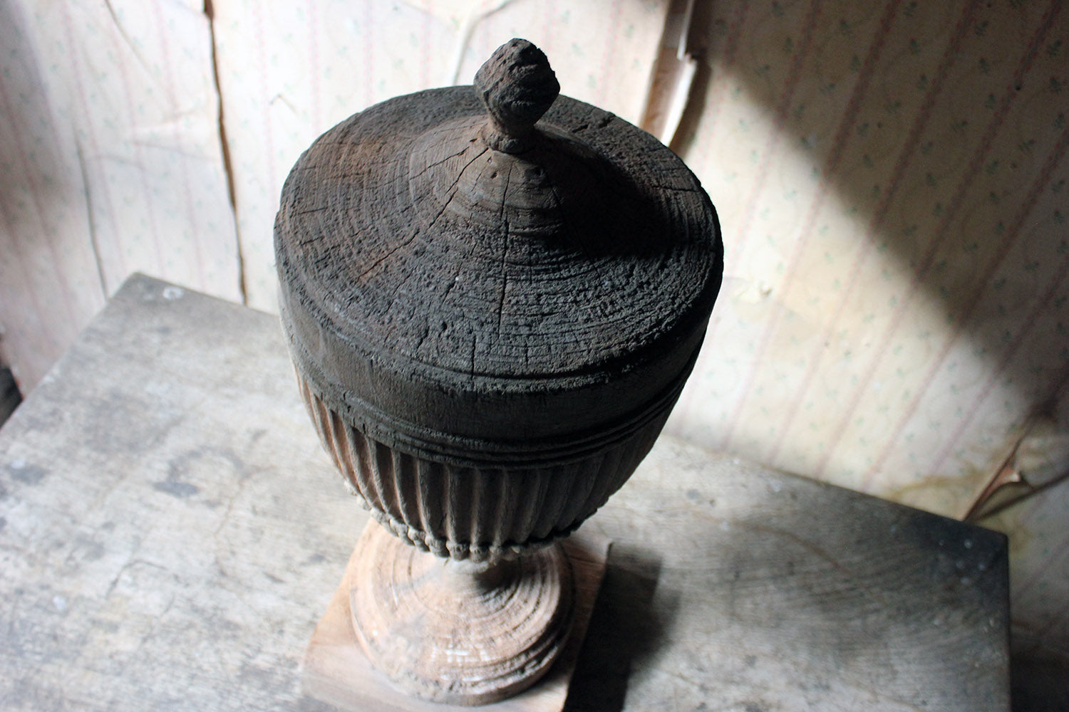 A Classical George III Period Carved Stripped Pine Neo-Classical Architectural Urn c.1800