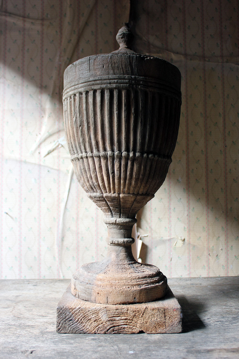 A Classical George III Period Carved Stripped Pine Neo-Classical Architectural Urn c.1800