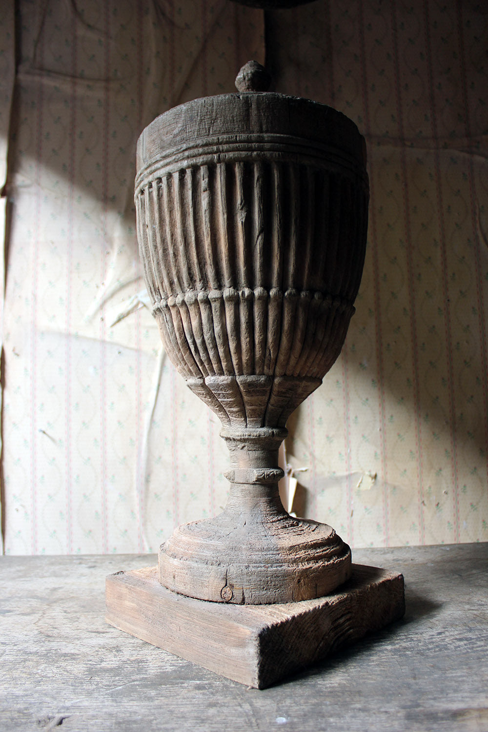 A Classical George III Period Carved Stripped Pine Neo-Classical Architectural Urn c.1800