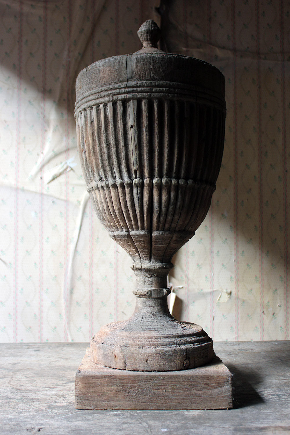 A Classical George III Period Carved Stripped Pine Neo-Classical Architectural Urn c.1800