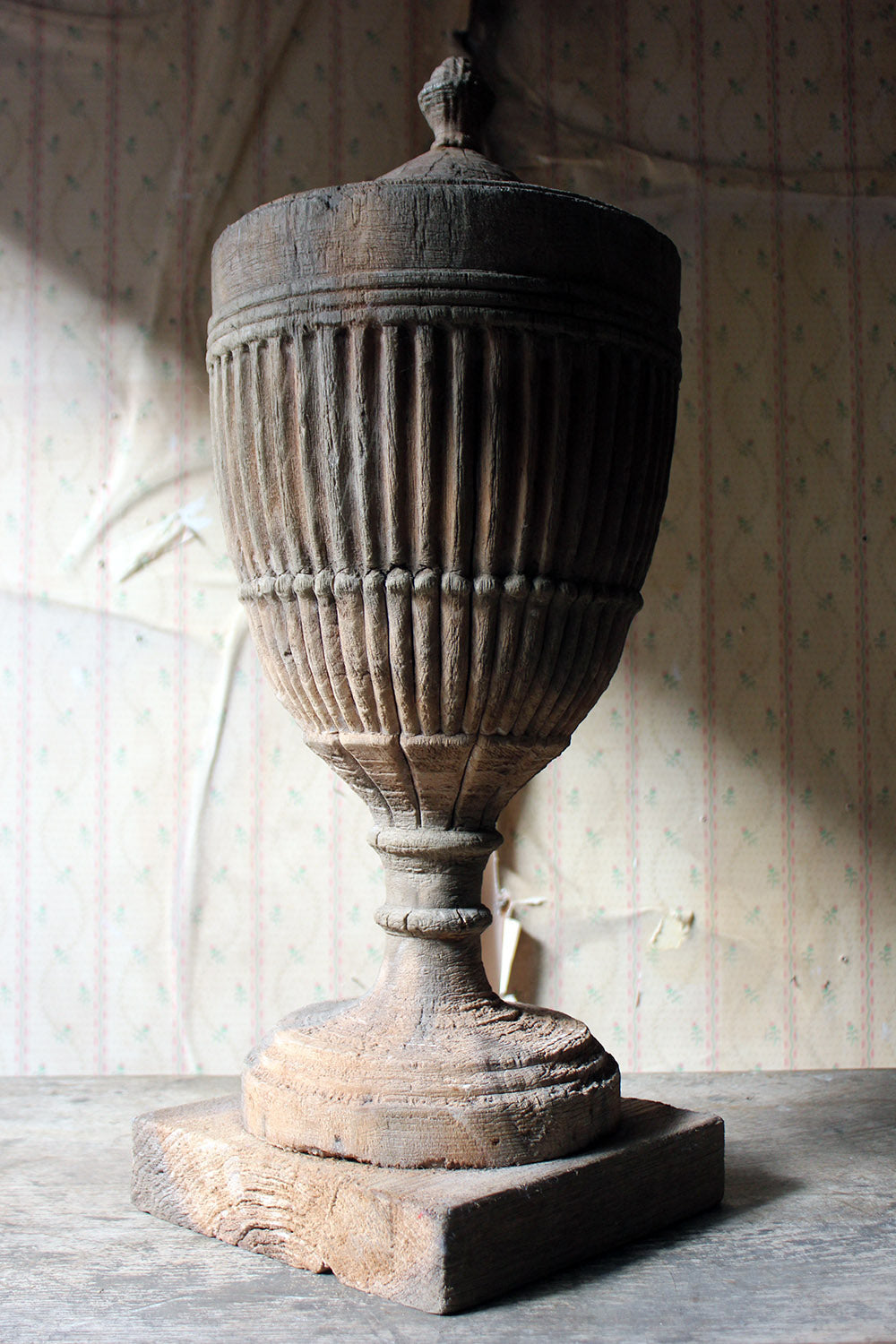 A Classical George III Period Carved Stripped Pine Neo-Classical Architectural Urn c.1800