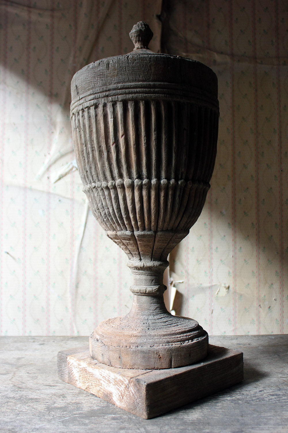 A Classical George III Period Carved Stripped Pine Neo-Classical Architectural Urn c.1800