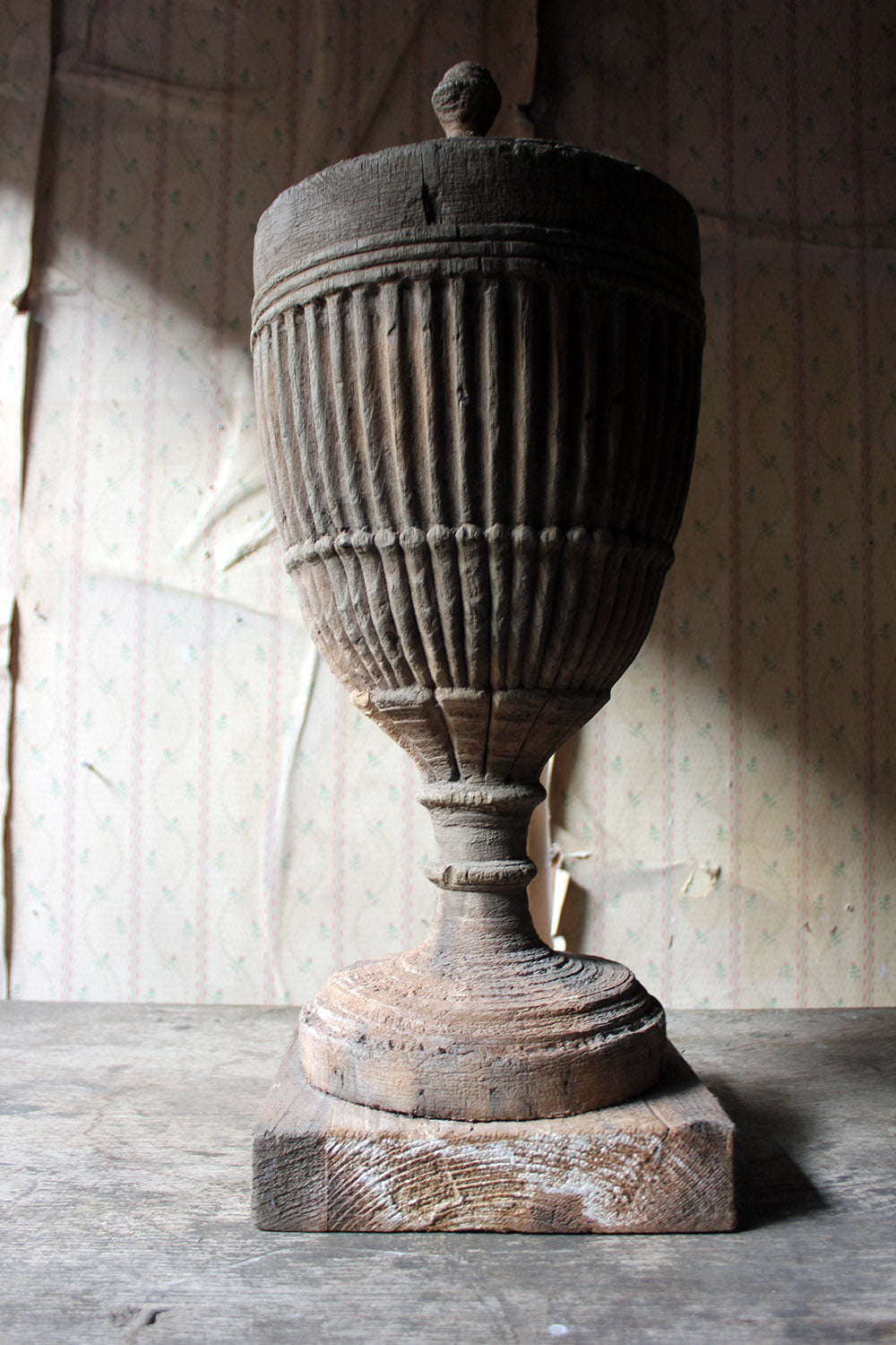 A Classical George III Period Carved Stripped Pine Neo-Classical Architectural Urn c.1800