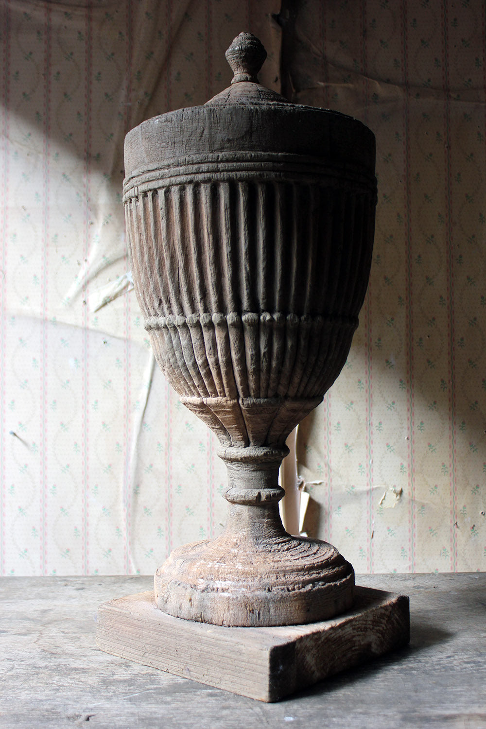 A Classical George III Period Carved Stripped Pine Neo-Classical Architectural Urn c.1800