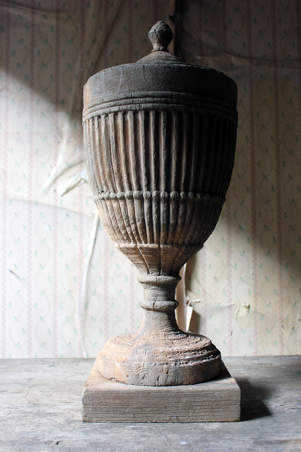 A Classical George III Period Carved Stripped Pine Neo-Classical Architectural Urn c.1800