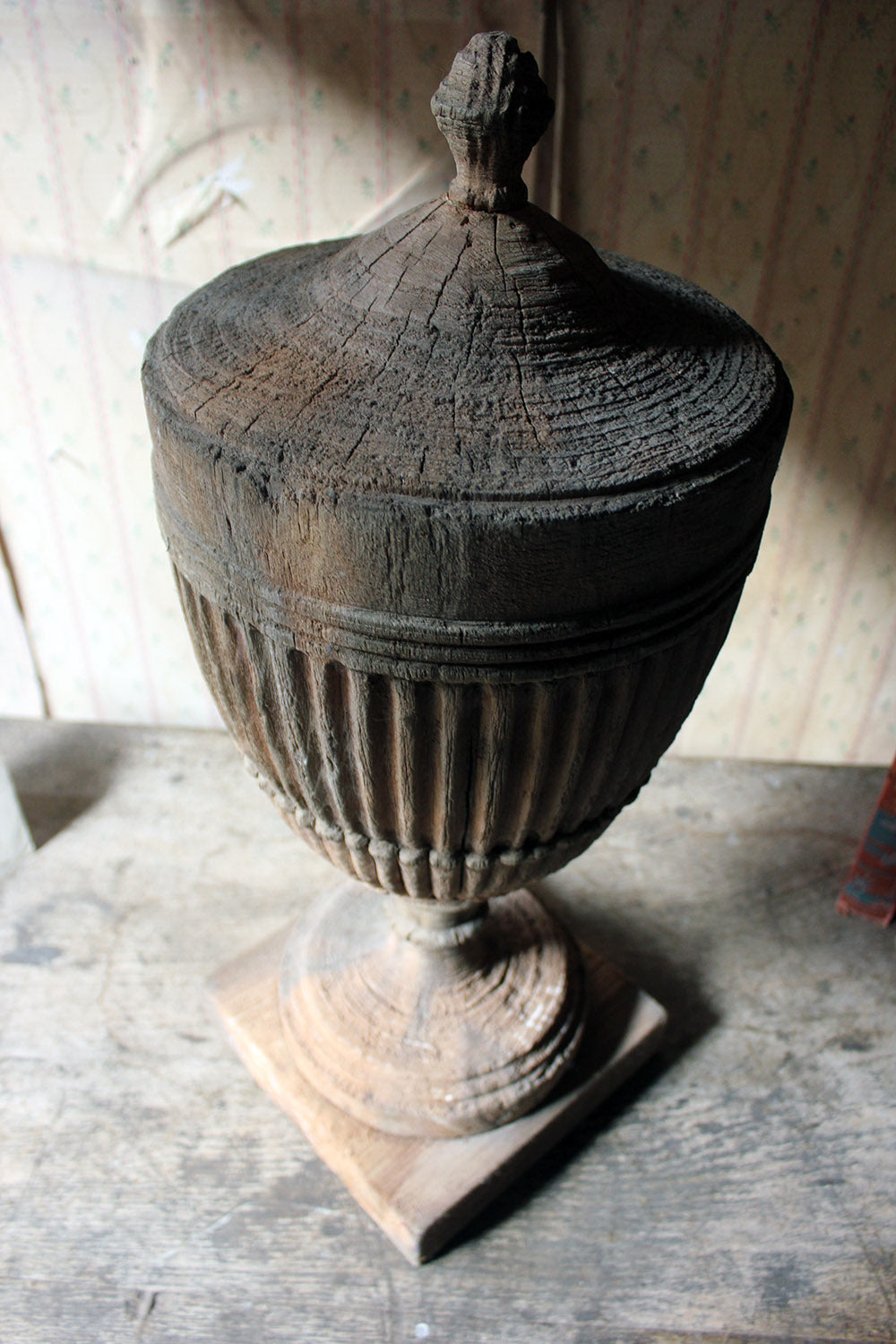 A Classical George III Period Carved Stripped Pine Neo-Classical Architectural Urn c.1800