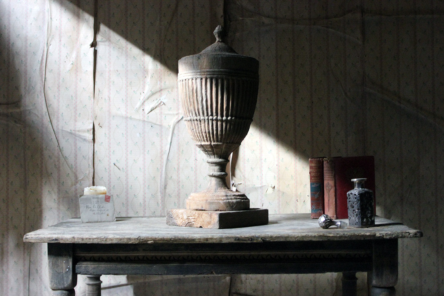 A Classical George III Period Carved Stripped Pine Neo-Classical Architectural Urn c.1800
