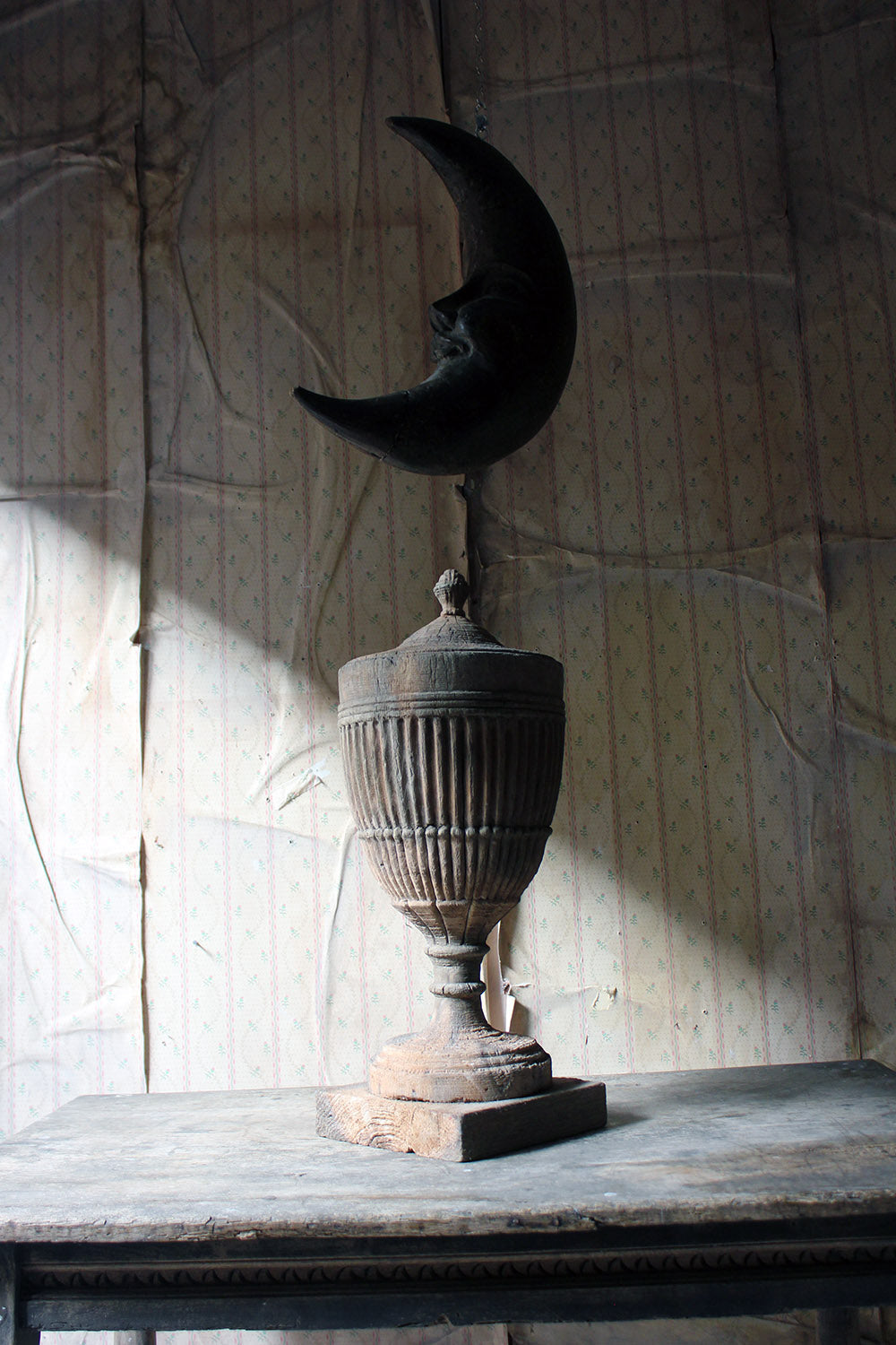 A Classical George III Period Carved Stripped Pine Neo-Classical Architectural Urn c.1800