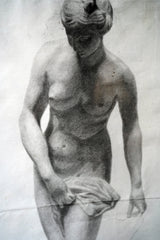 A c.1900 Continental School Pencil Study of a Nude Lady