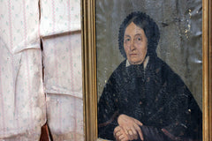A 19thC French School Oil on Canvas Portrait of an Elderly Lady in Mourning c.1870-80
