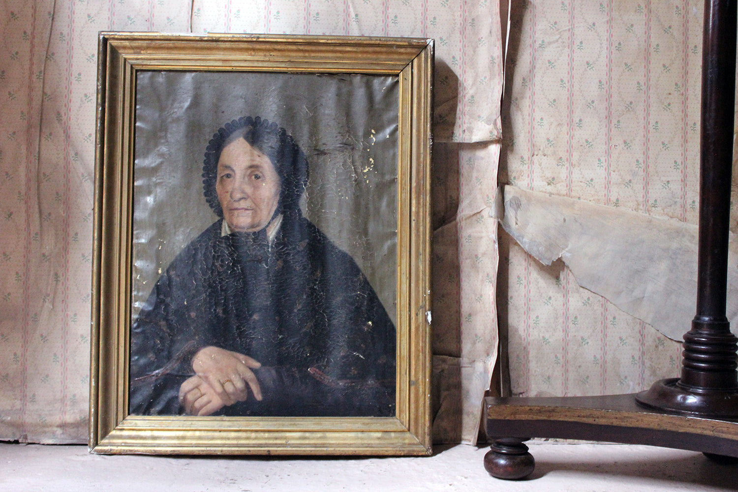 A 19thC French School Oil on Canvas Portrait of an Elderly Lady in Mourning c.1870-80