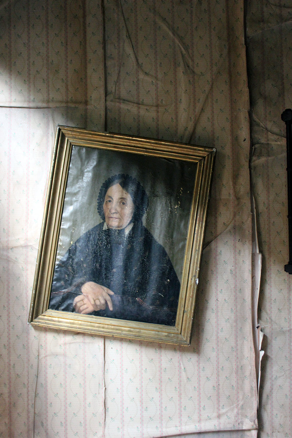 A 19thC French School Oil on Canvas Portrait of an Elderly Lady in Mourning c.1870-80