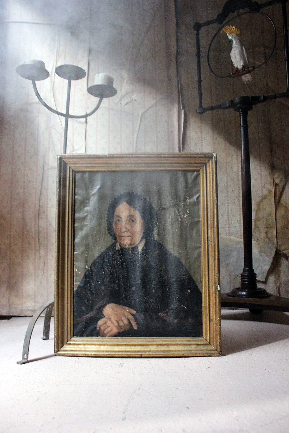 A 19thC French School Oil on Canvas Portrait of an Elderly Lady in Mourning c.1870-80