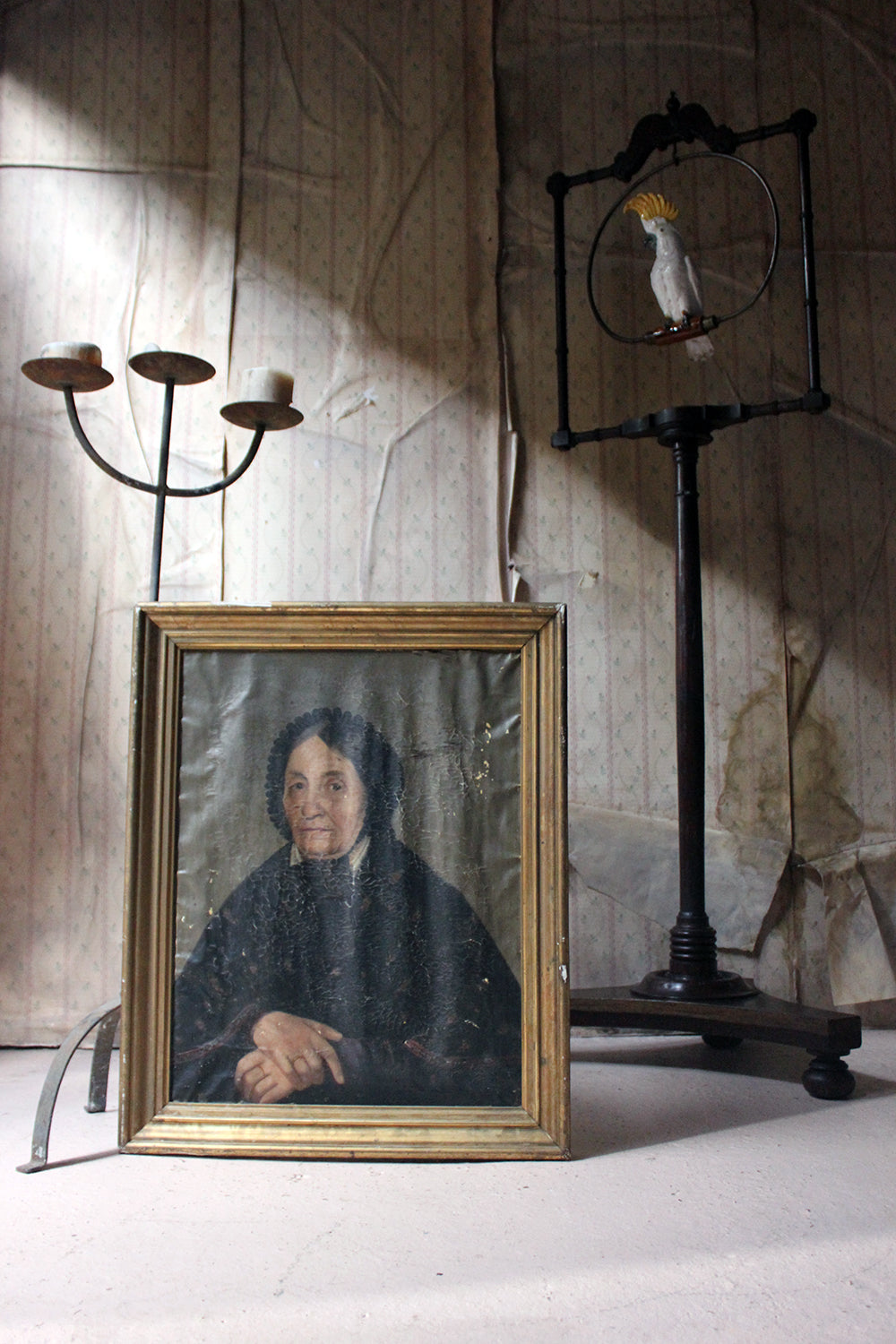 A 19thC French School Oil on Canvas Portrait of an Elderly Lady in Mourning c.1870-80