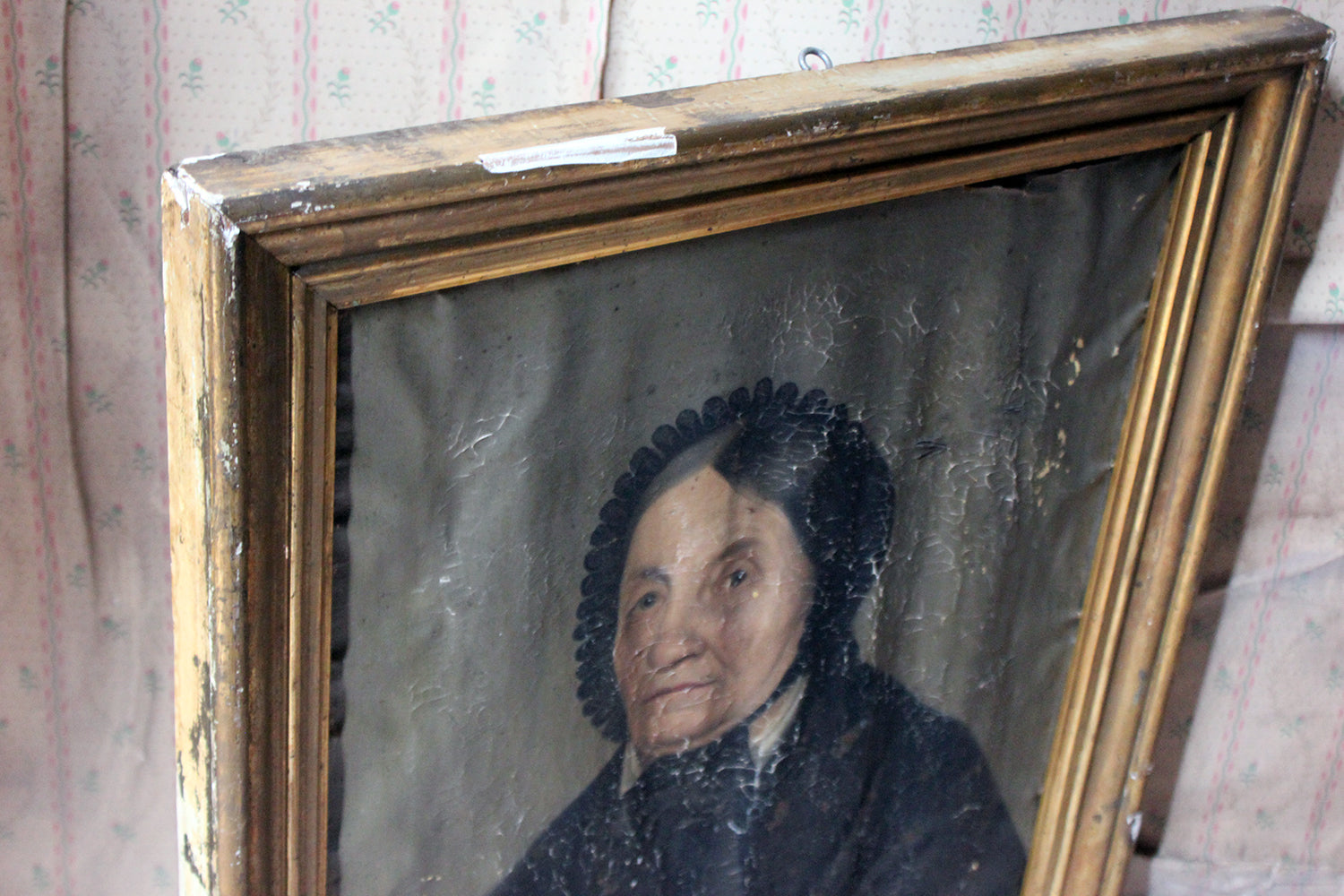 A 19thC French School Oil on Canvas Portrait of an Elderly Lady in Mourning c.1870-80
