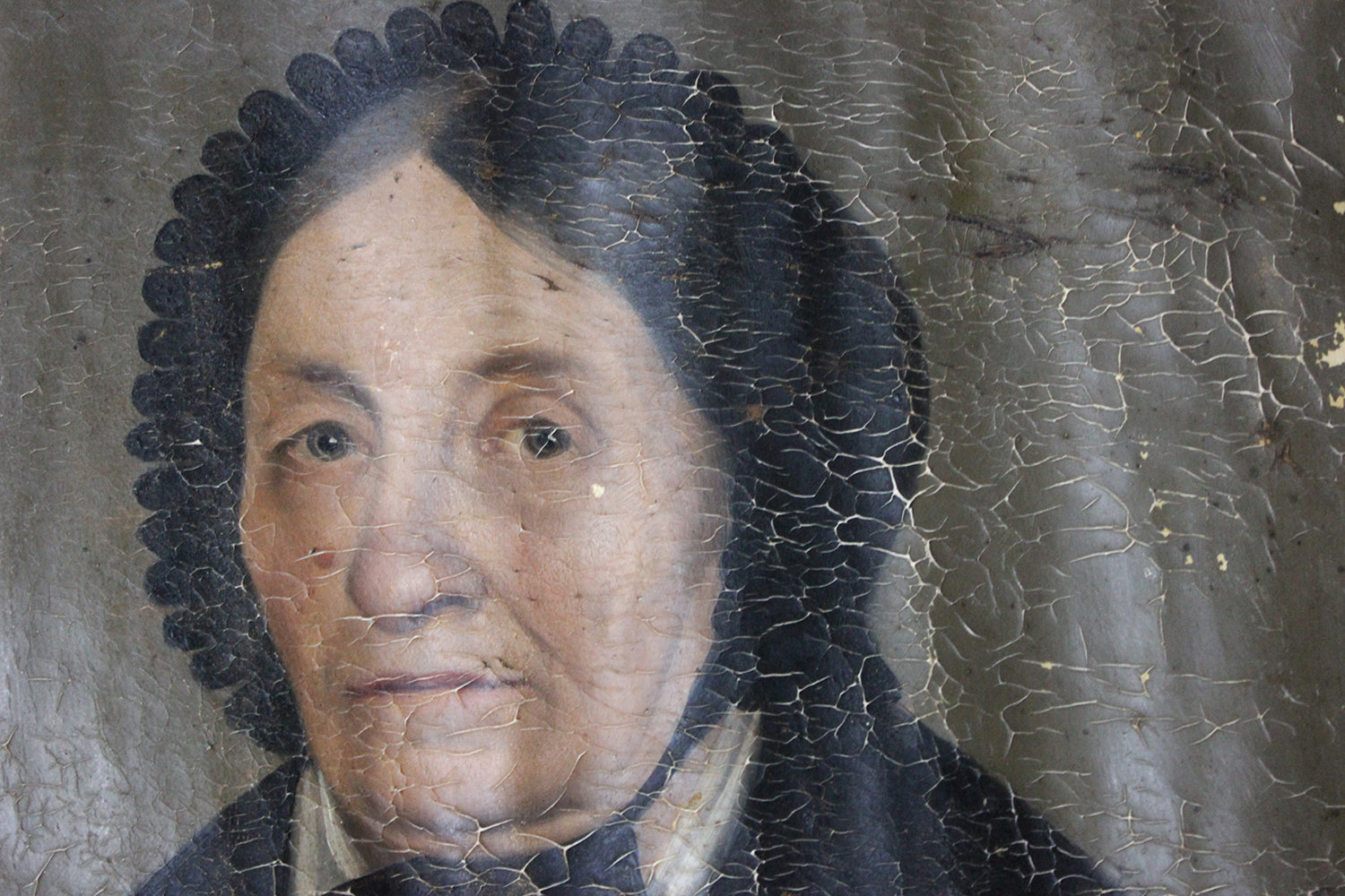 A 19thC French School Oil on Canvas Portrait of an Elderly Lady in Mourning c.1870-80
