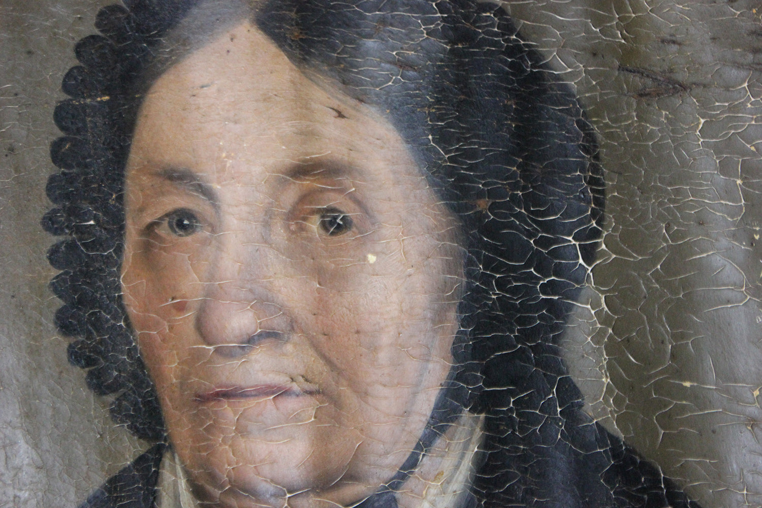A 19thC French School Oil on Canvas Portrait of an Elderly Lady in Mourning c.1870-80