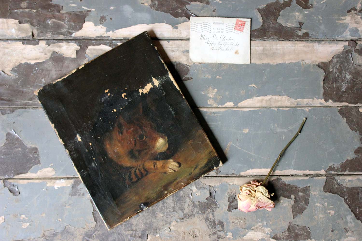 A 19thC English School Oil on Canvas Study of a Cat c.1882