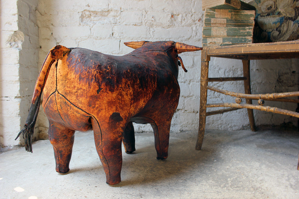 A Charming c.1960 Ormesa Leather Bull Footstool Retailed by Liberty & Co
