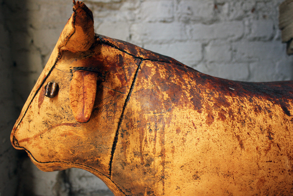 A Charming c.1960 Ormesa Leather Bull Footstool Retailed by Liberty & Co