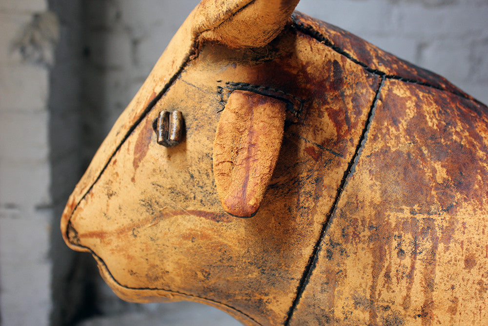 A Charming c.1960 Ormesa Leather Bull Footstool Retailed by Liberty & Co