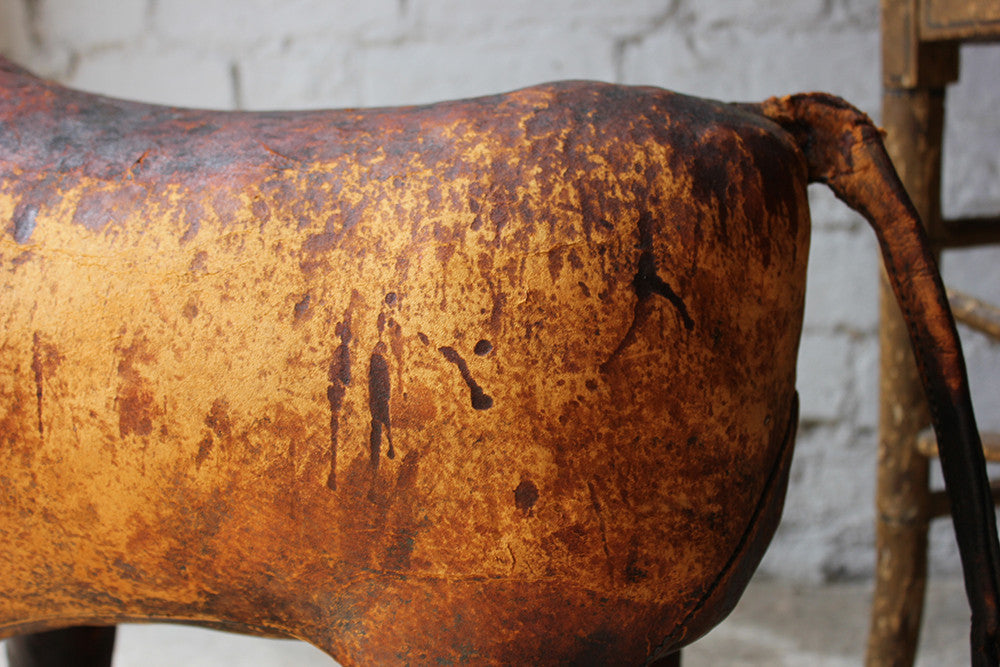 A Charming c.1960 Ormesa Leather Bull Footstool Retailed by Liberty & Co