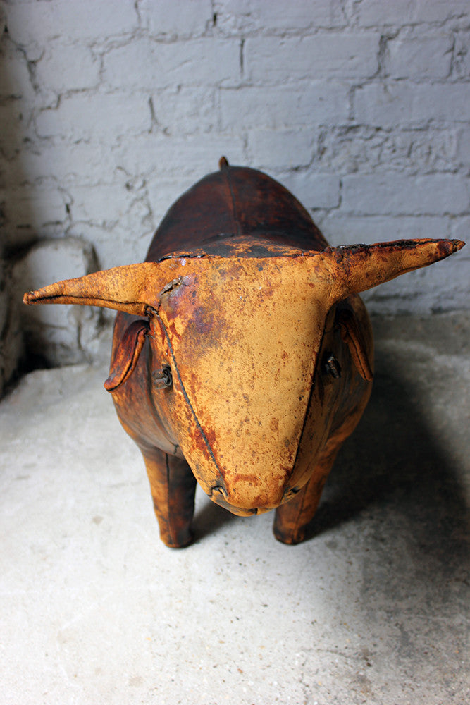 A Charming c.1960 Ormesa Leather Bull Footstool Retailed by Liberty & Co