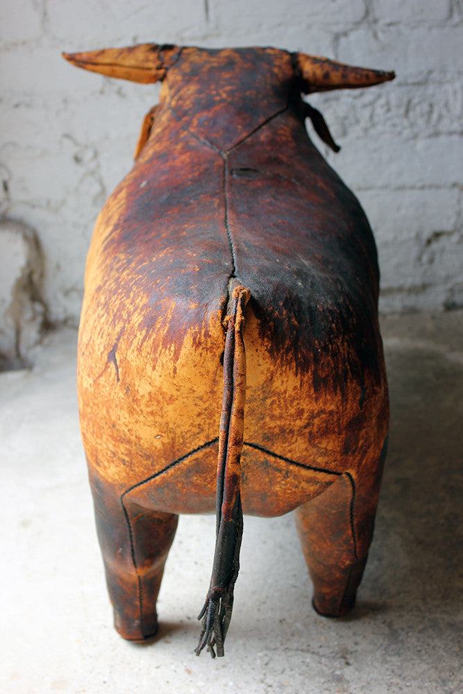 A Charming c.1960 Ormesa Leather Bull Footstool Retailed by Liberty & Co