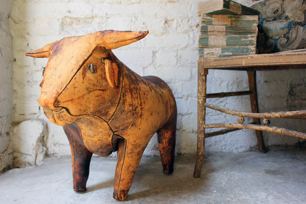 A Charming c.1960 Ormesa Leather Bull Footstool Retailed by Liberty & Co