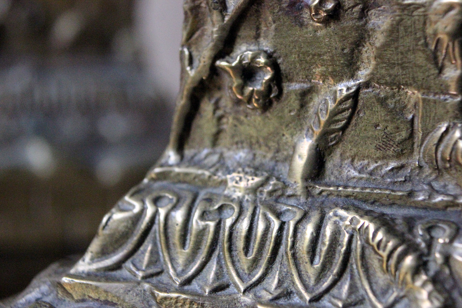 A Good Pair of Large 19thC Ormolu Candlesticks Modelled as Corinthian Capital Ruins c.1890