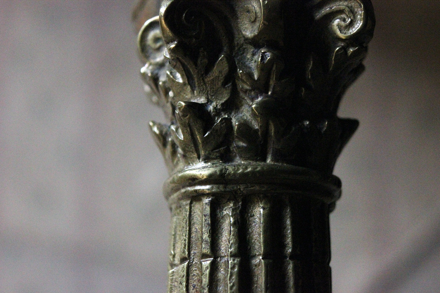 A Good Pair of Large 19thC Ormolu Candlesticks Modelled as Corinthian Capital Ruins c.1890