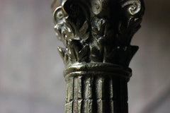 A Good Pair of Large 19thC Ormolu Candlesticks Modelled as Corinthian Capital Ruins c.1890