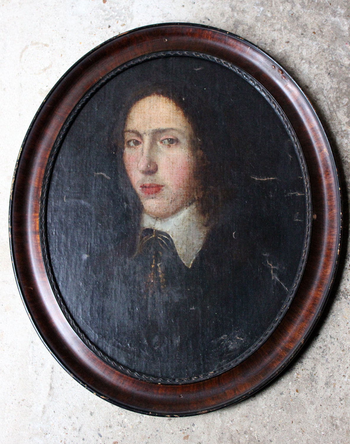A Good 18thC French School Oval Oil on Canvas Laid to Board Portrait of a Young Gentleman c.1780