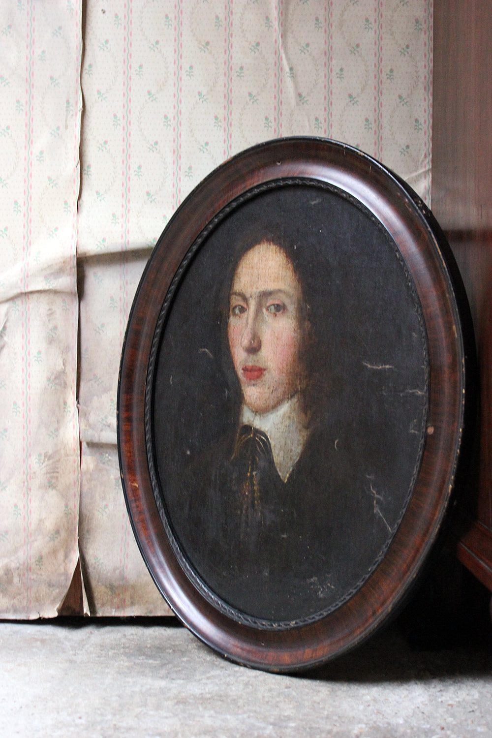 A Good 18thC French School Oval Oil on Canvas Laid to Board Portrait of a Young Gentleman c.1780