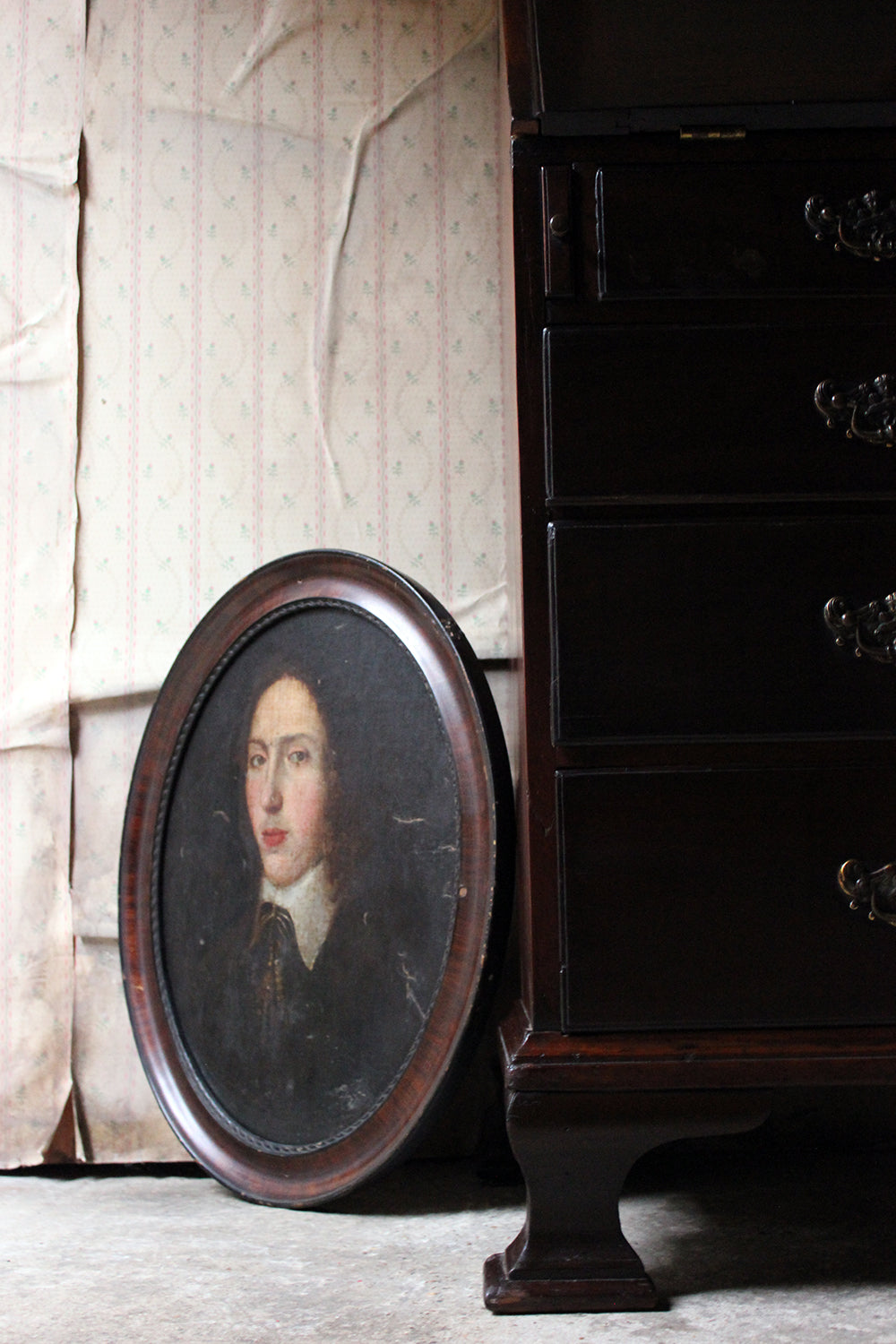 A Good 18thC French School Oval Oil on Canvas Laid to Board Portrait of a Young Gentleman c.1780