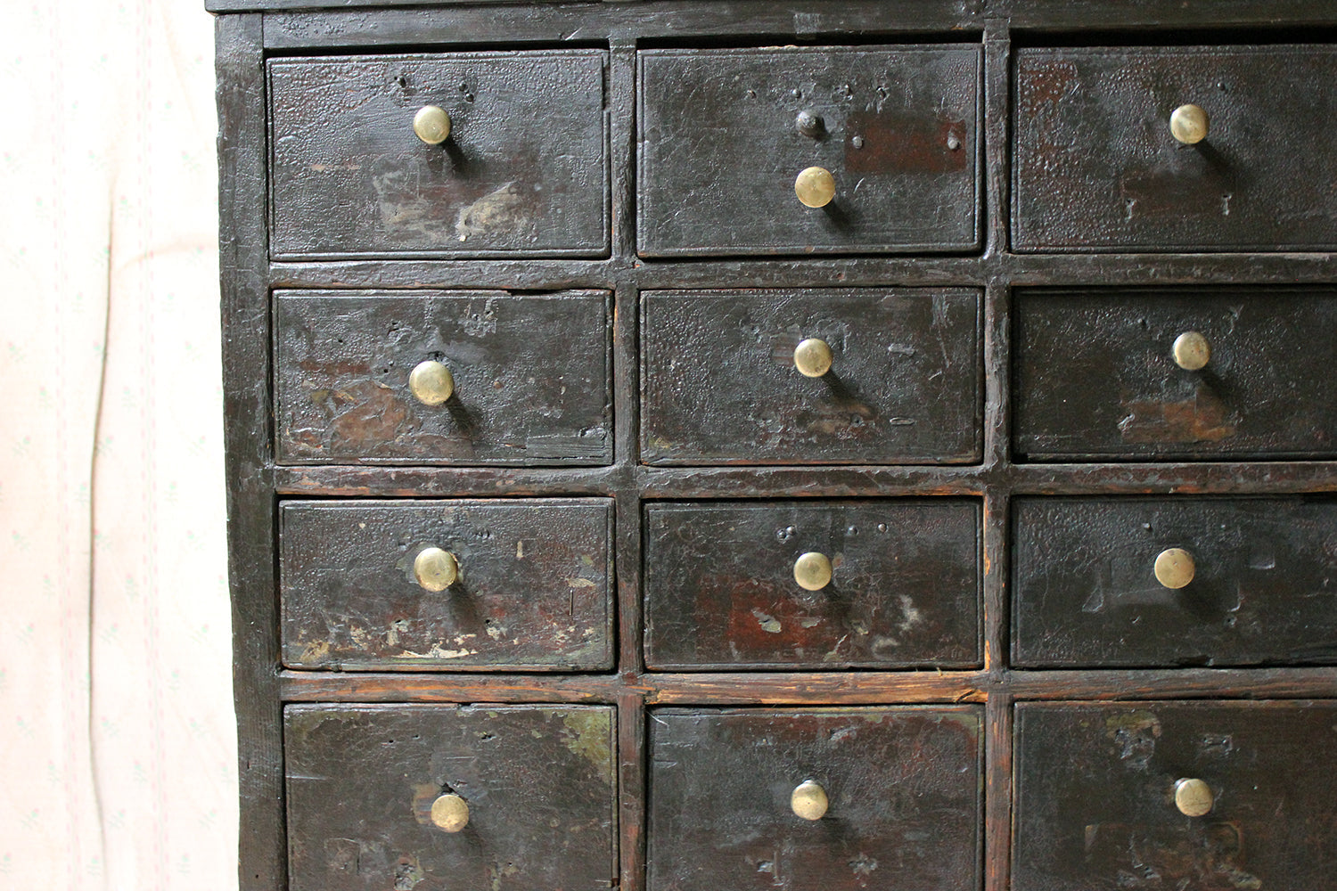 A 19thC Painted Pine Bank of Thirty-Six Drawers c.1870