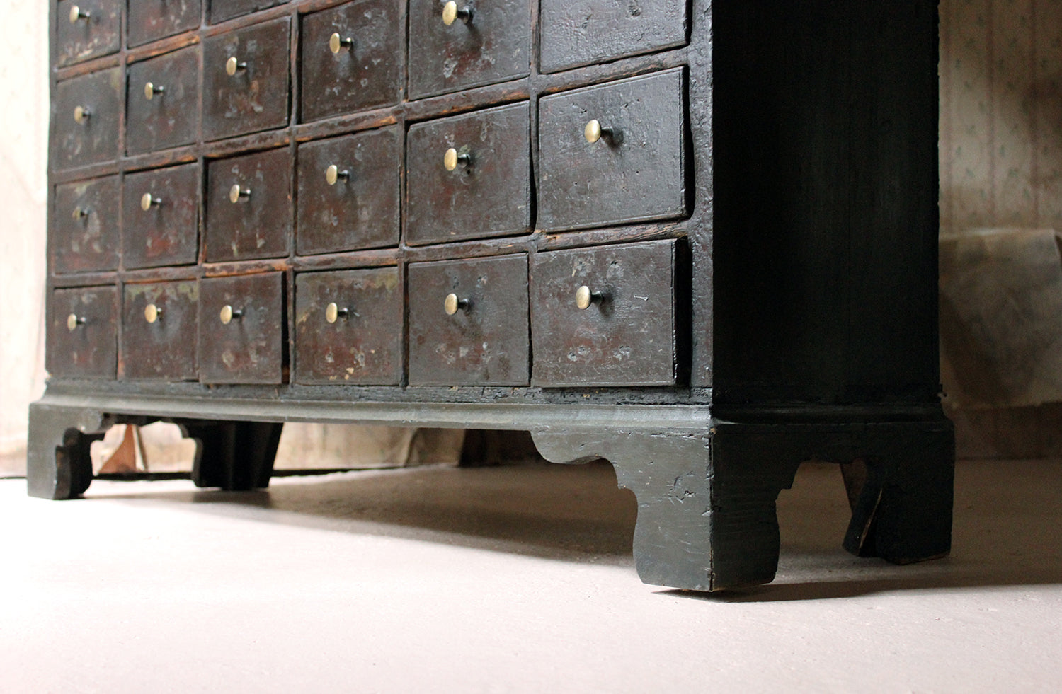 A 19thC Painted Pine Bank of Thirty-Six Drawers c.1870