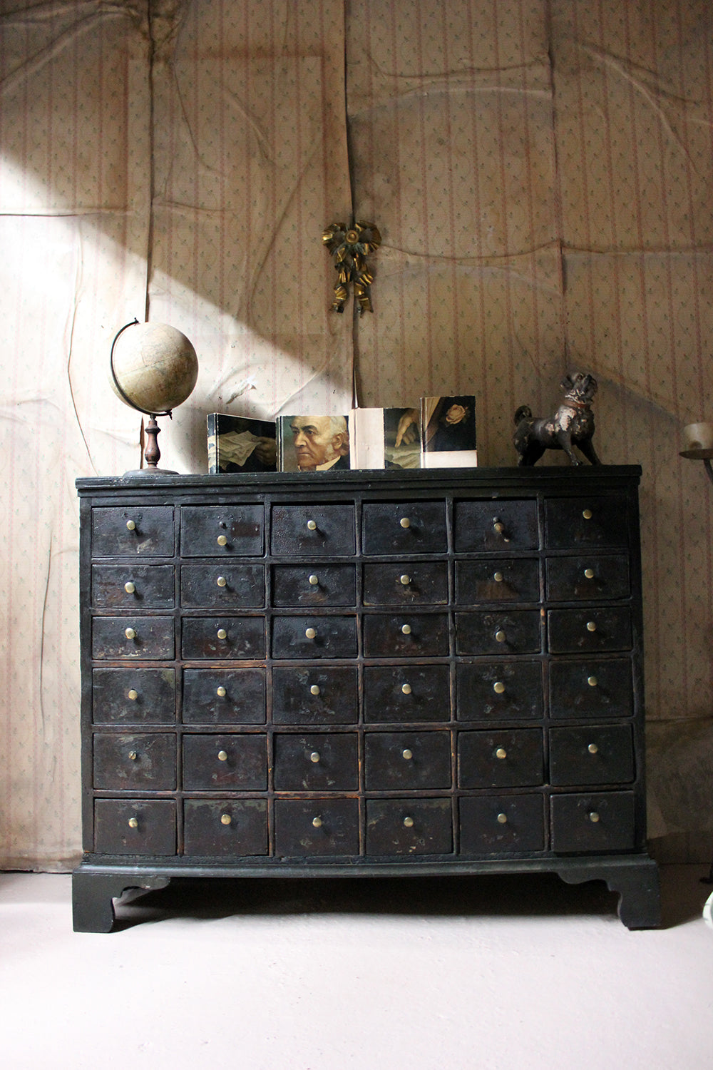 A 19thC Painted Pine Bank of Thirty-Six Drawers c.1870