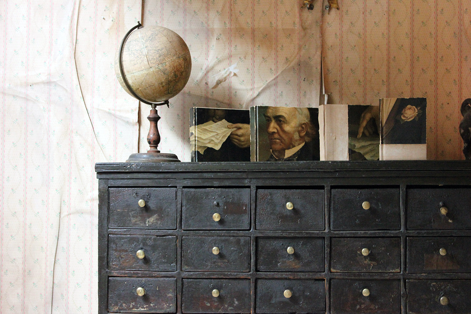 A 19thC Painted Pine Bank of Thirty-Six Drawers c.1870