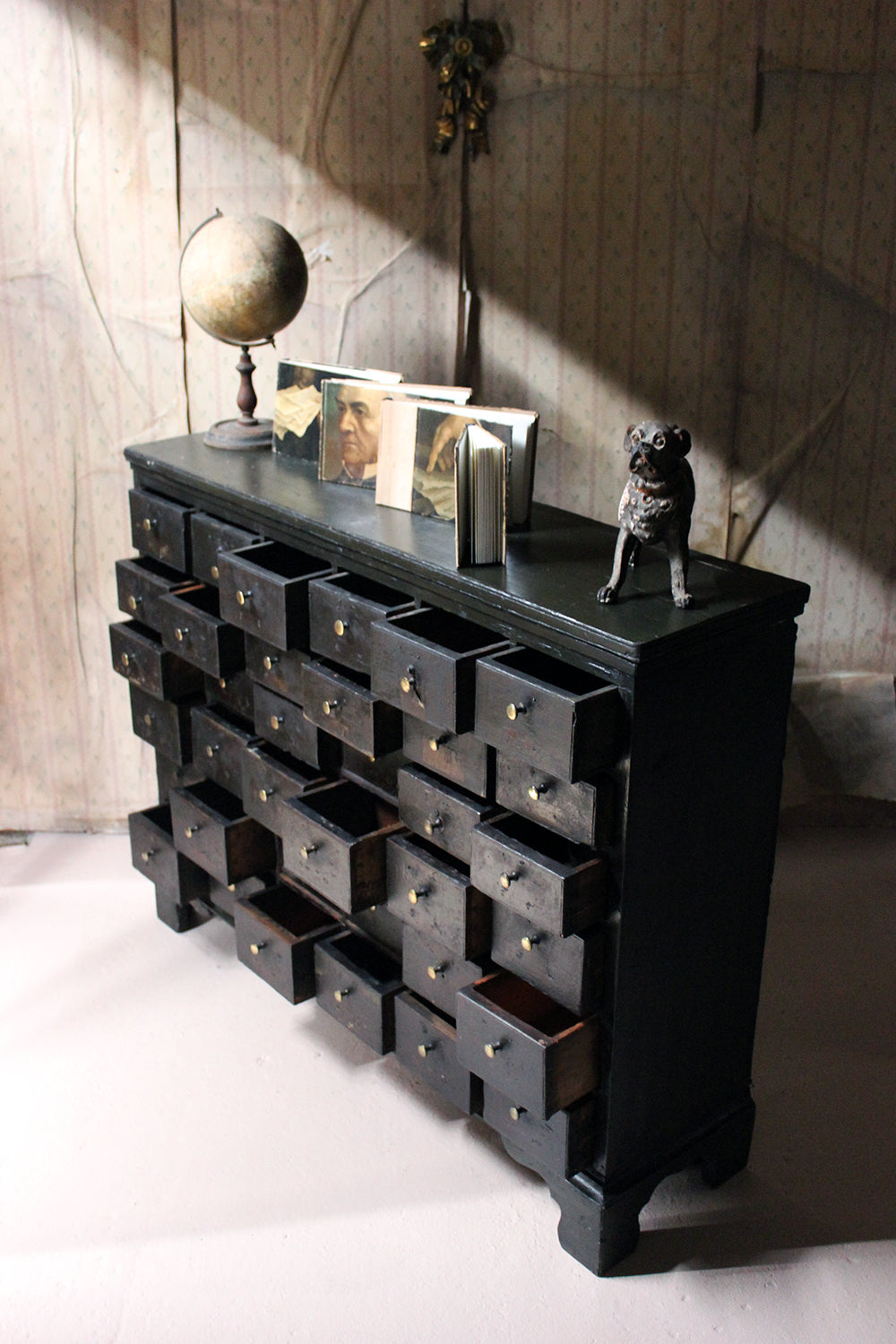 A 19thC Painted Pine Bank of Thirty-Six Drawers c.1870