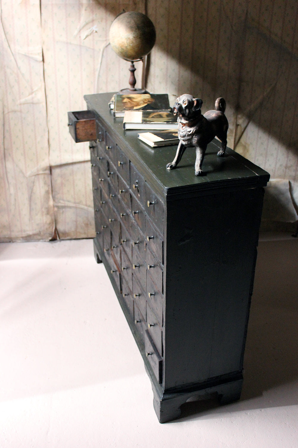 A 19thC Painted Pine Bank of Thirty-Six Drawers c.1870
