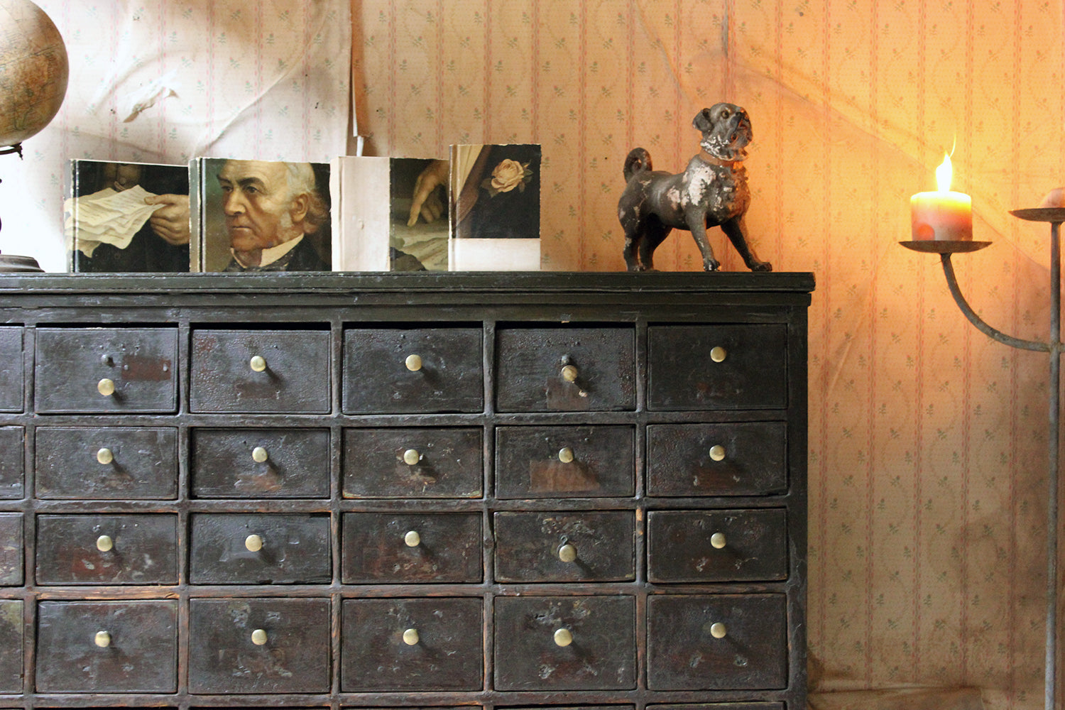 A 19thC Painted Pine Bank of Thirty-Six Drawers c.1870