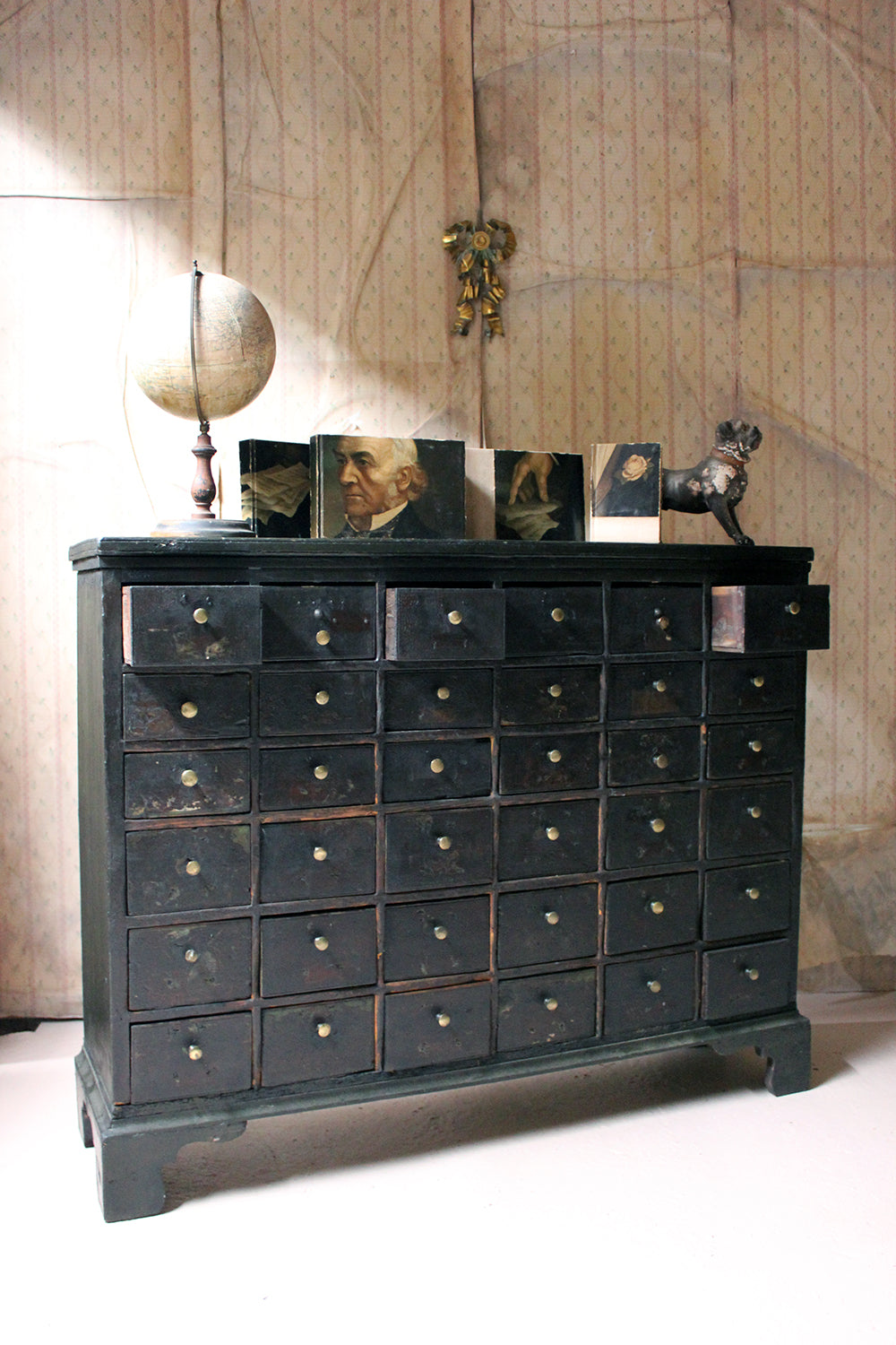 A 19thC Painted Pine Bank of Thirty-Six Drawers c.1870