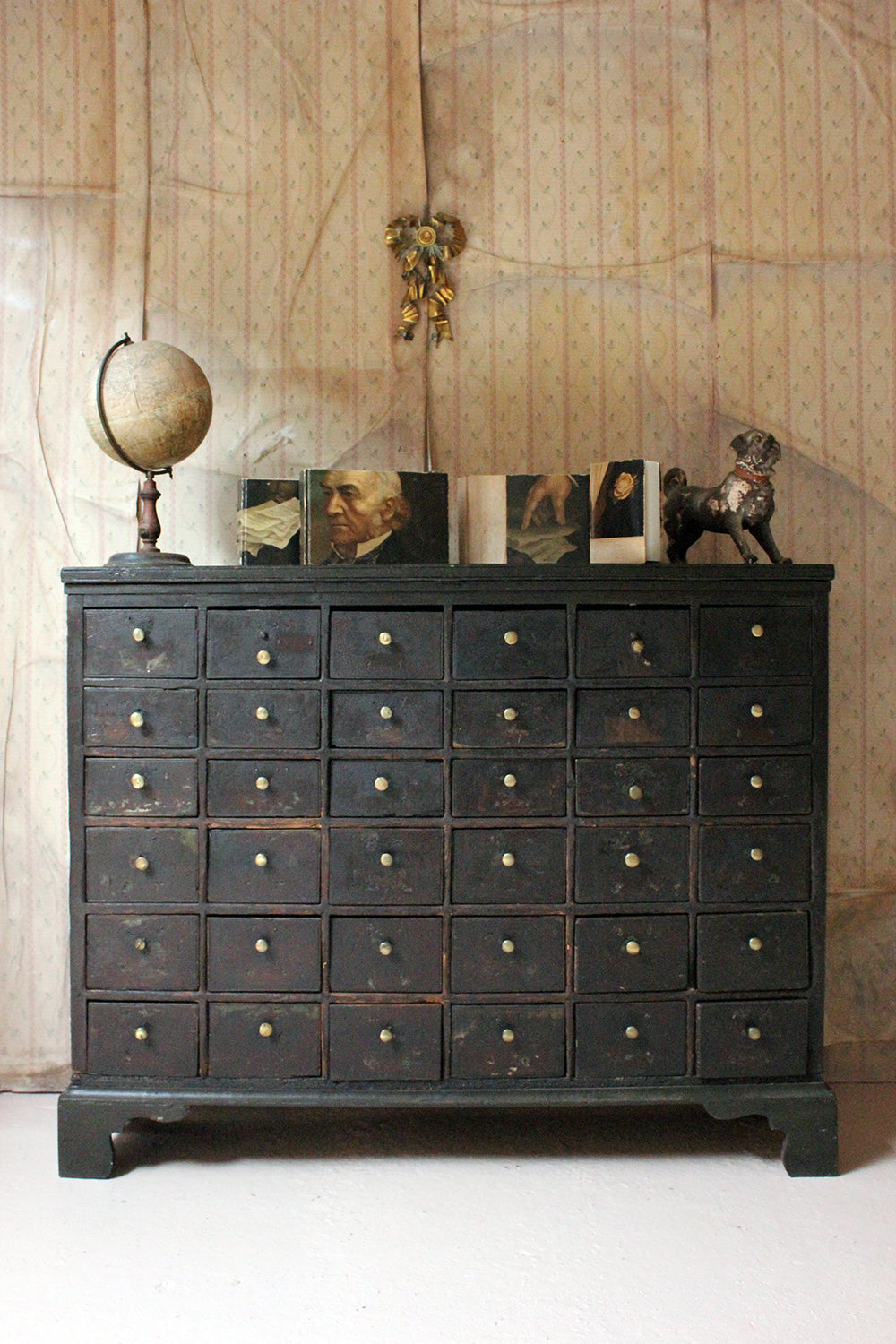 A 19thC Painted Pine Bank of Thirty-Six Drawers c.1870