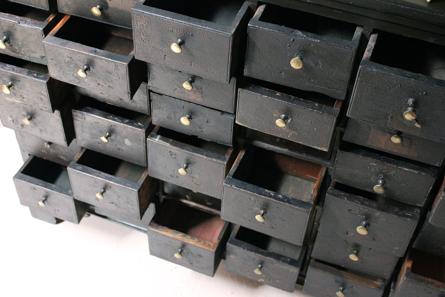 A 19thC Painted Pine Bank of Thirty-Six Drawers c.1870