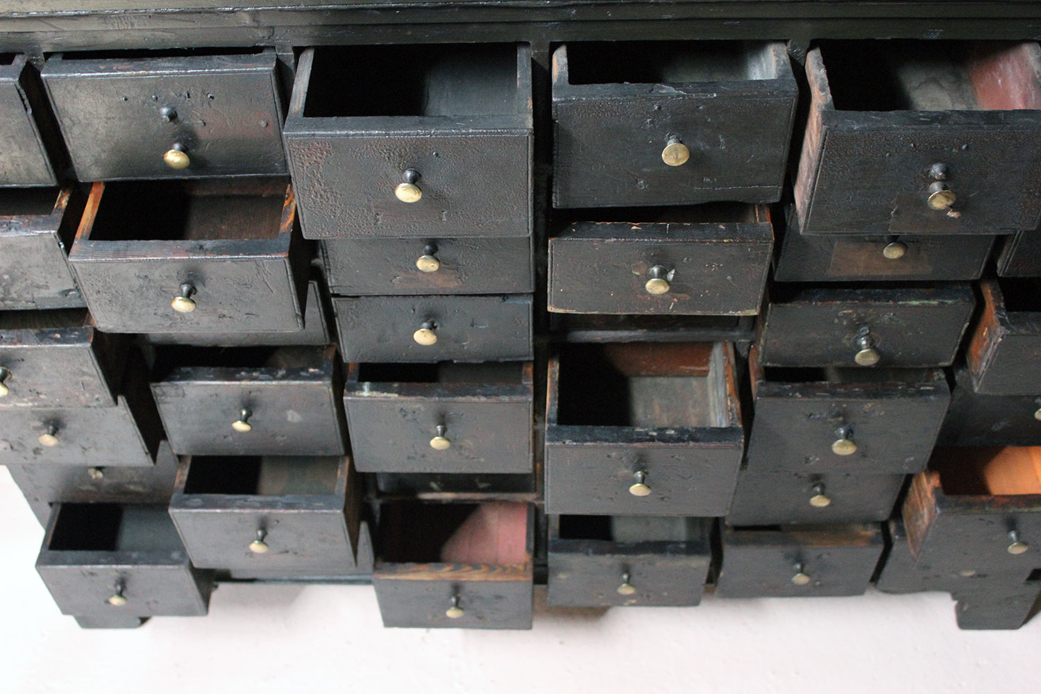 A 19thC Painted Pine Bank of Thirty-Six Drawers c.1870