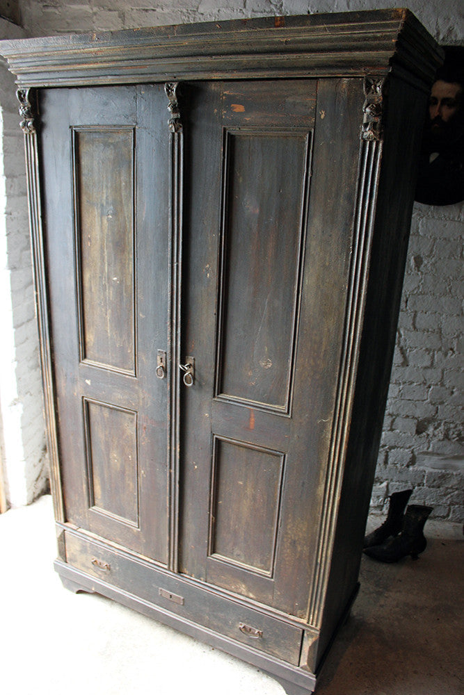A Decorative Early Victorian Painted Pine Housekeepers Cupboard c.1840