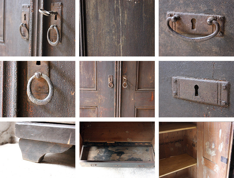 A Decorative Early Victorian Painted Pine Housekeepers Cupboard c.1840