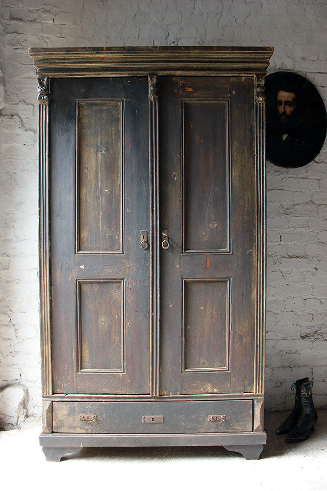 A Decorative Early Victorian Painted Pine Housekeepers Cupboard c.1840