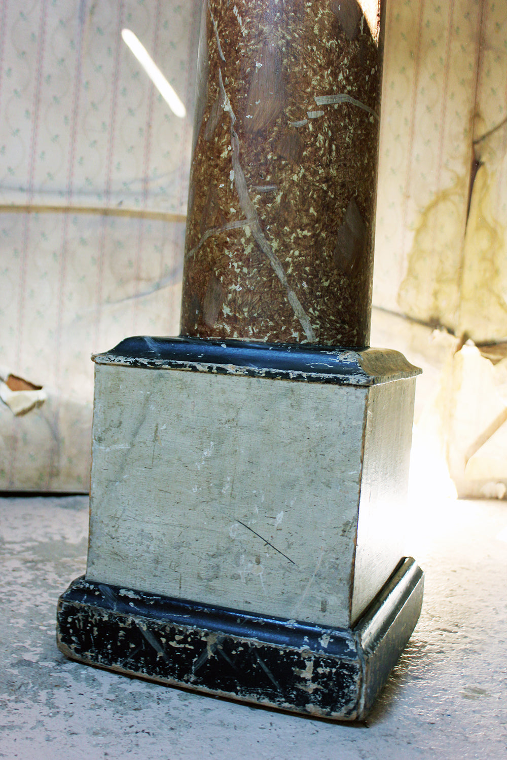 A Decorative Victorian Painted Wood Faux Scagliola Marble Pedestal c.1870